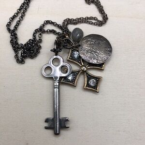 Stella & Dot Liv Multi-Charm Necklace Mixed Metal-Long